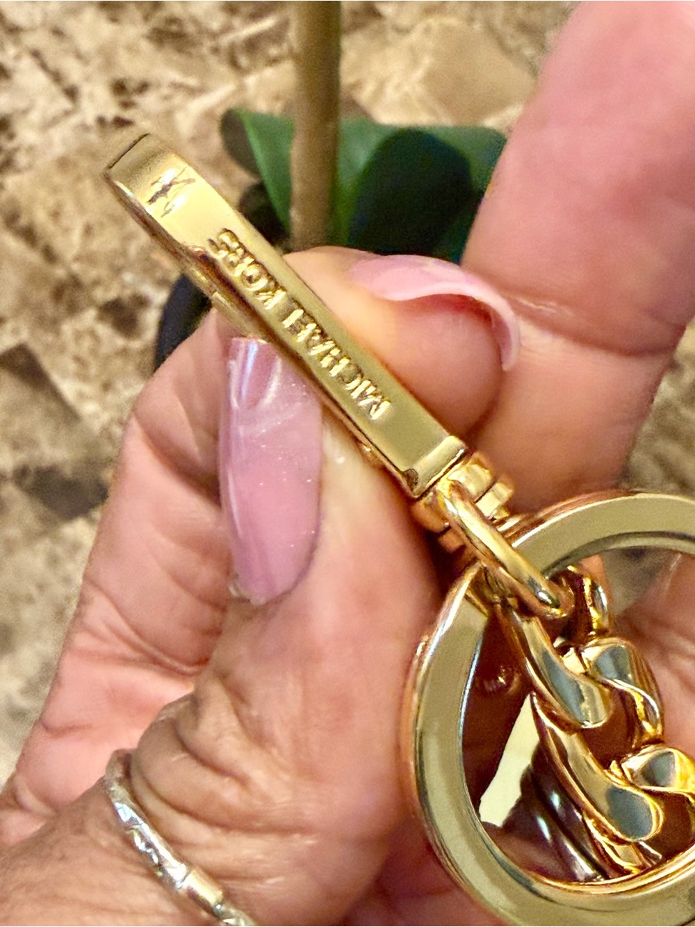 New Michael Kors Black Fur Pom Pom Bag Charm Key Ring with Gold Hardware - Picture 5 of 6
